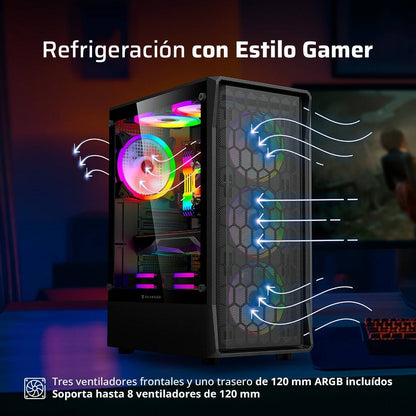 GABINETE GAMER MEDIA TORRE ATX DRAGONFLY HEX GM560  FACTOR: ATX, MICRO ATX - MINI ITX