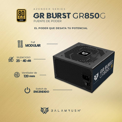 FUENTE DE PODER 850W 80 PLUS GOLD BALAM RUSH  GR BURST GR850G LEGEND SERIES.