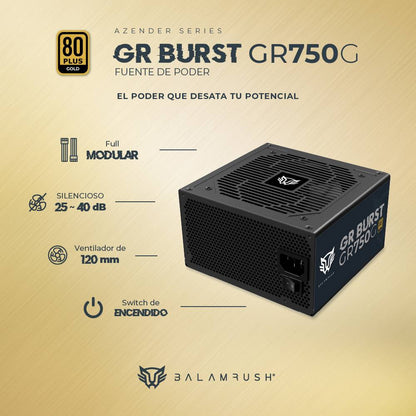 FUENTE DE PODER 750W 80 PLUS GOLD BALAM RUSH  GR BURST GR750G LEGEND SERIES