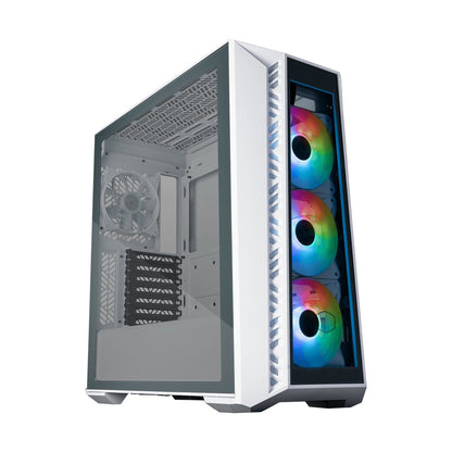 GABINETE COOLER MASTER  MB520-WGNN-S01 MASTERBOX MB520 ARGB CON VENTANA, PANEL FRONTAL DE VIDRIO TEMPLADO, TRES VENTILADORES CF120 ARGB INCLUIDOS