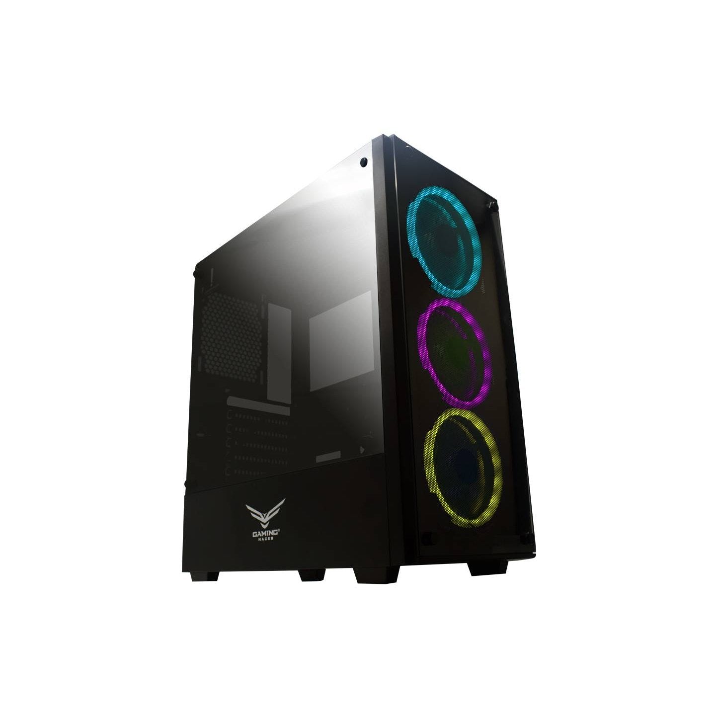 GABINETE GAMING NACEB TECHNOLOGY PLAYER CRYSTAL CASE NA-0603, FULL ATX, NEGRO