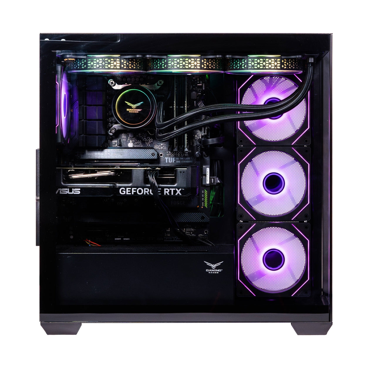 NACEB GABINETE GAMER MEDIA TORRE CRISTAL TEMPLADO, ATX, MICROATX, VENTILADORES 3 FRONTALES, 1 POSTERIOR ARGB, USB 3.0X2 HD AUDIO/MICRÓFONO X1 COLOR NEGRO N