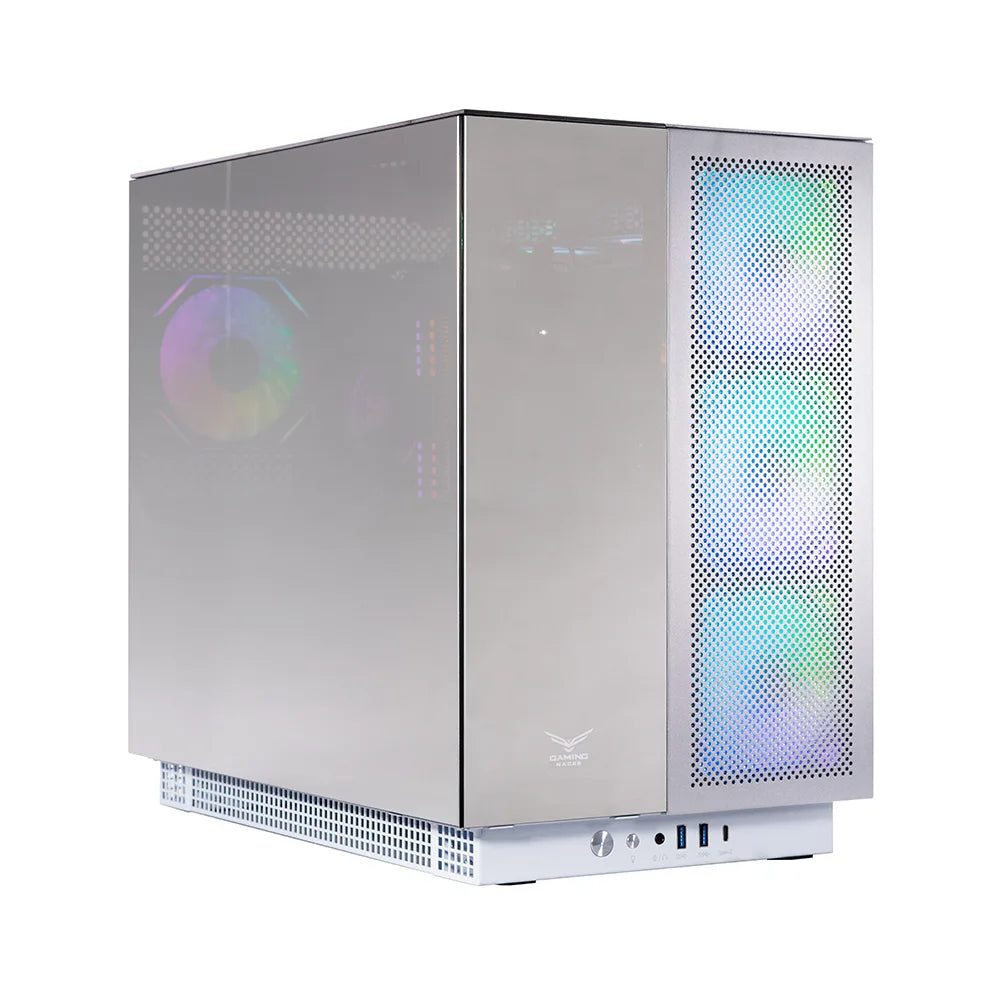 NACEB GABINETE GAMER FULL ATX, ATX, MITX, IT ALUMINIO Y CRISTAL TEMPLADO 3 FRONTALES, 1 POSTERIOR ARGB USB 3.0 X2, USB C X1 HD AUDIO / MICRÓFONO X1 NA-0640