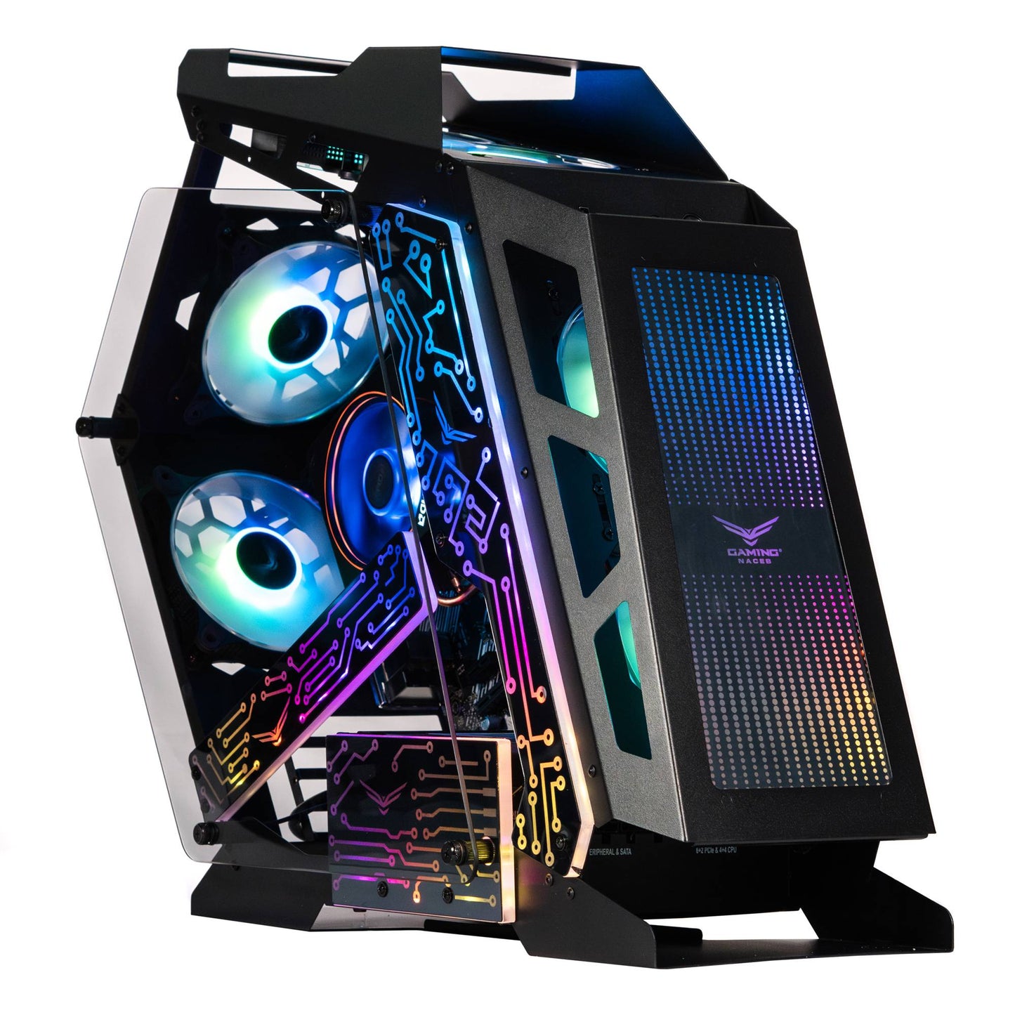 GABINETE GAMING ESPECIAL CON CRISTAL TEMPLADO , ITX, MICROATX, VENTILADORES 2 FRONTALES 1POSTERIOR ARGB USB 3.0 X1, USB 1.1 X1 HD AUDIO X1 NA-0641