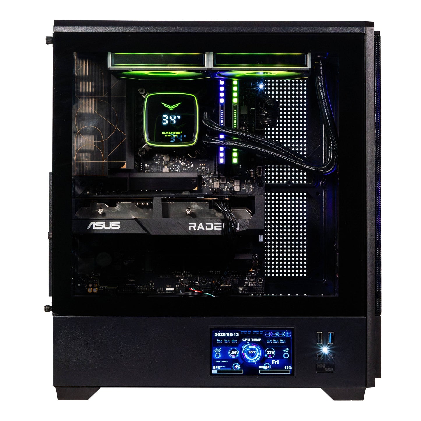 GABINETE NACEB TECHNOLOGY NA-0658LCD, MIDI-TOWER, GABINETE, ACERO, E-ATX / ATX / MATX / MINI-ITX, NEGRO