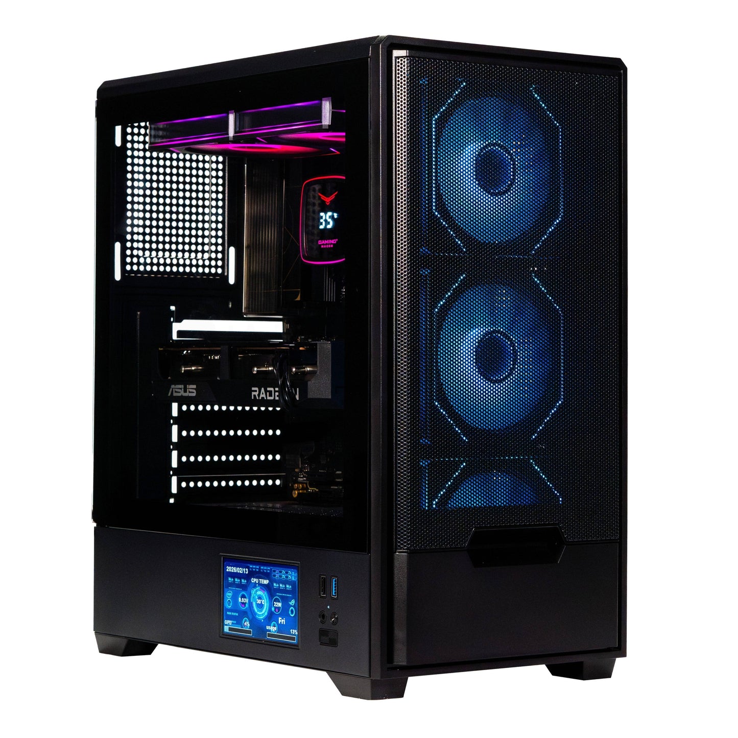 GABINETE NACEB TECHNOLOGY NA-0658LCD, MIDI-TOWER, GABINETE, ACERO, E-ATX / ATX / MATX / MINI-ITX, NEGRO
