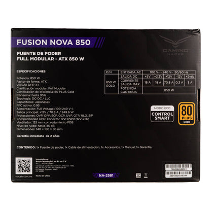 FUENTE DE PODER NACEB 850W GOLD NA-2581