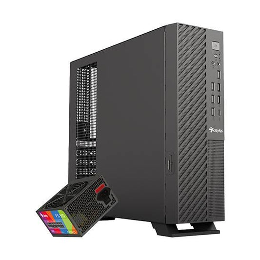 GABINETE OFICINA MINCE SLIM ITX STYLOS CON FUENTE DE PODER 550W STGAMN1B