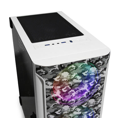 YEYIAN GABINETE HOLLOW SERIE 2500 CAMUFLAGE BLANCO, MEDIA TORRE, ITX, MICRO ATX, ATX, EATX, 7 RANURAS DE EXPANSION, SIN VENT INC, YHG-49704