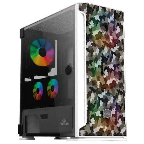 YEYIAN GABINETE HOLLOW SERIE 2500 CAMUFLAGE BLANCO, MEDIA TORRE, ITX, MICRO ATX, ATX, EATX, 7 RANURAS DE EXPANSION, SIN VENT INC, YHG-49704