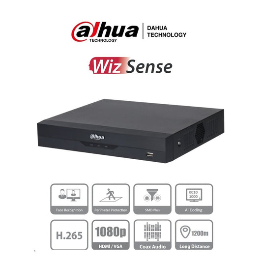 DAHUA XVR5104HS-4KL-I3 - DVR 4K DE 4 CANALES Y 4 IP O HASTA 8 IP.WIZS,  H.265+, 1 CANAL PARA RECONOCIMIENTO FACIAL, SDM+. SATA 10TB NO INLUYE