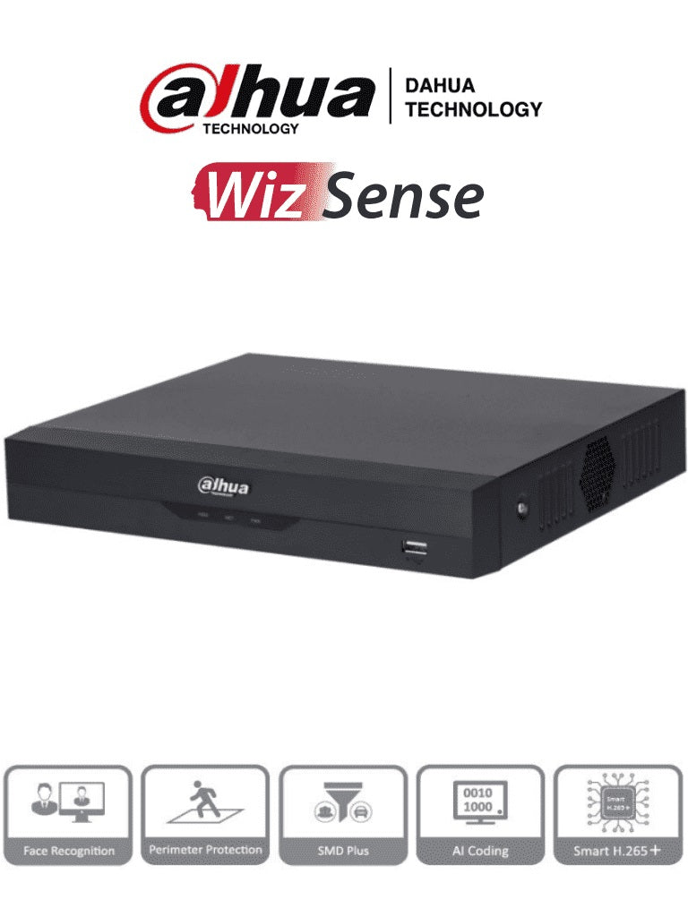 DAHUA XVR5116HS-I3 - DVR 16 CH 5 MP LITE/ WIZSENSE/ H.265+/ 16 CH HDCVI +8 IP/ HASTA 24 CANALES IP/ 2 CANALES DE RECONOCIMIENTO FACIAL/ SMD+/1 SATA