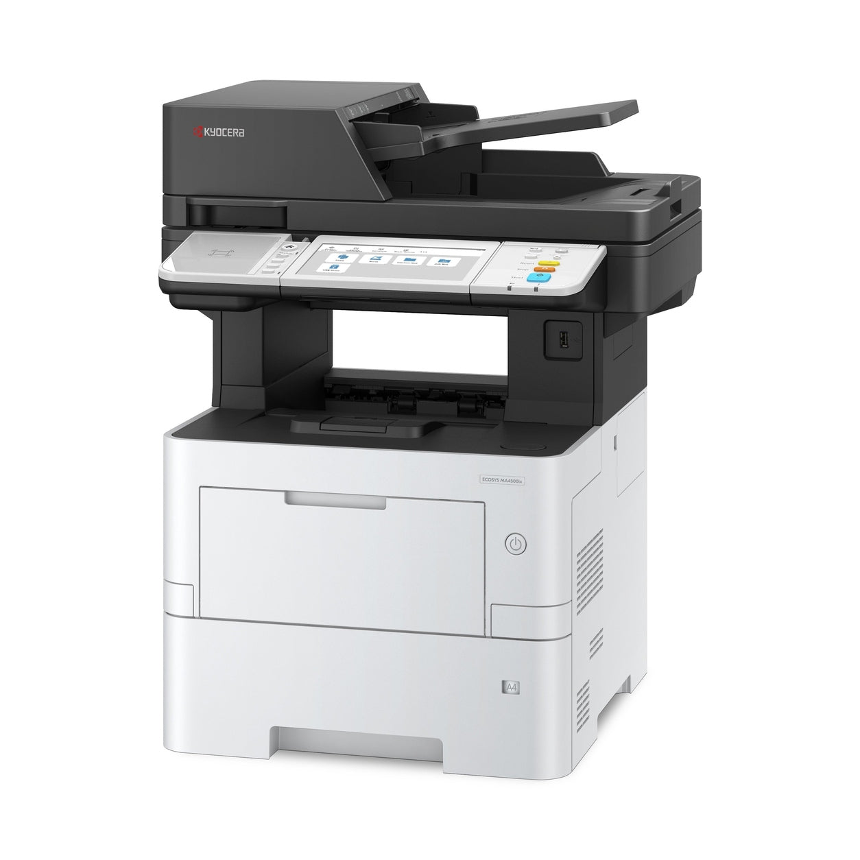 MULTIFUNCIONAL MONOCROMÁTICO LÁSER KYOCERA ECOSYS MA4500IX,47PPM,1200X1200DPI, IMPRIME/COPIA/ESCANEA CAMA PLANA TAMAÑO OFICIO A4, DÚPLEX ESTÁNDAR, SUSTITUT