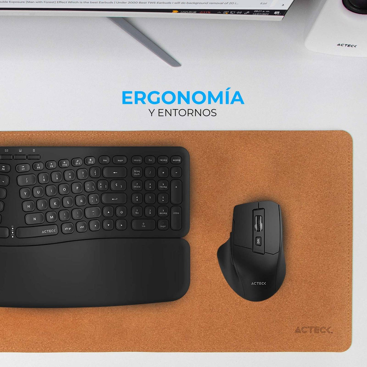 KIT TECLADO Y MOUSE ACTECK CREATOR ULTRA CONFORT MK650  TECLADO Y MOUSE ERGONÓMICO INALÁMBRICO, TECLADO DE MEMBRANA 2.4MHZ, 2 BATERÍAS AAA INCLUIDAS