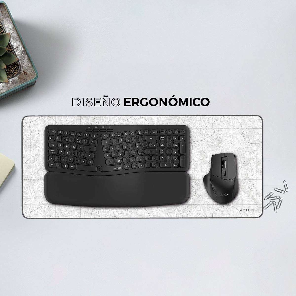 KIT TECLADO Y MOUSE ACTECK CREATOR ULTRA CONFORT MK650  TECLADO Y MOUSE ERGONÓMICO INALÁMBRICO, TECLADO DE MEMBRANA 2.4MHZ, 2 BATERÍAS AAA INCLUIDAS