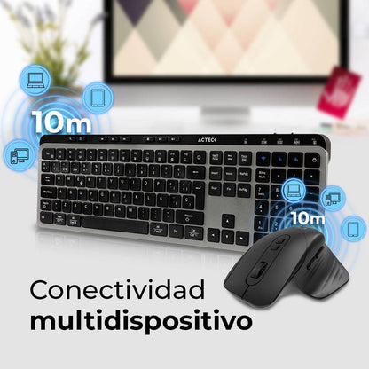 KIT TECLADO Y MOUSE INALÁMBRICO 2.4HZ CREATOR KREA MK755 ACTECK ADVANCED SERIES TECLADO INALÁMBRICO DONGLE 2.4MHZ, RANGO 10M