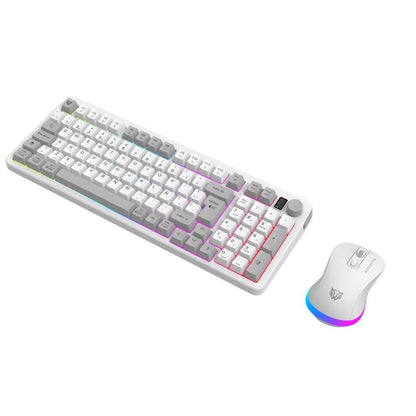 KIT TECLADO Y MOUSE SQUAD CONQUEST PRO  KG525 BALAM RUSH AZENDER SERIES, ALCANCE 10M,ILUMINACION RGB PERSONALIZABLE, COLOR BLANCO. AC-940436