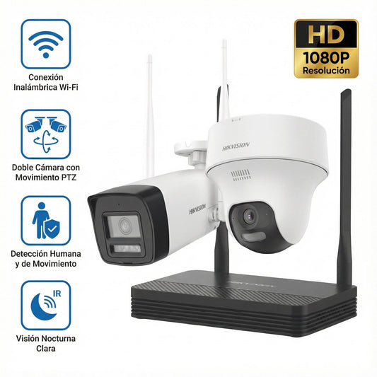 KIT IP INALÁMBRICO 2 MEGAPÍXEL, NVS WIFI 4 CANALES VIDEO HASTA 4MP