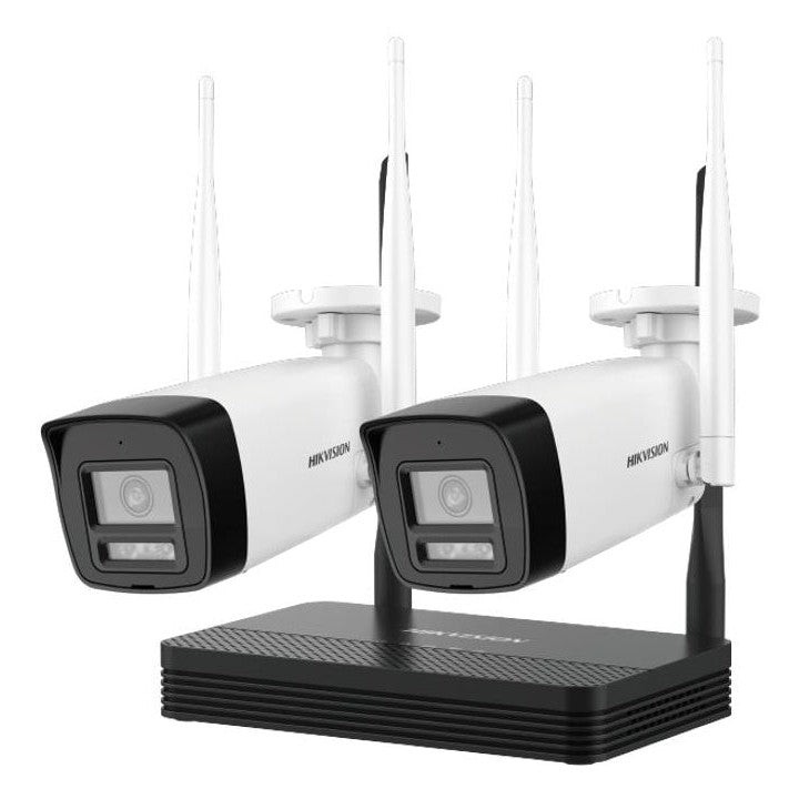 KIT IP INALÁMBRICO 2 MEGAPÍXEL, NVS WIFI 4 CANALES VIDEO, 2 CAMARAS BALA EXTERIOR