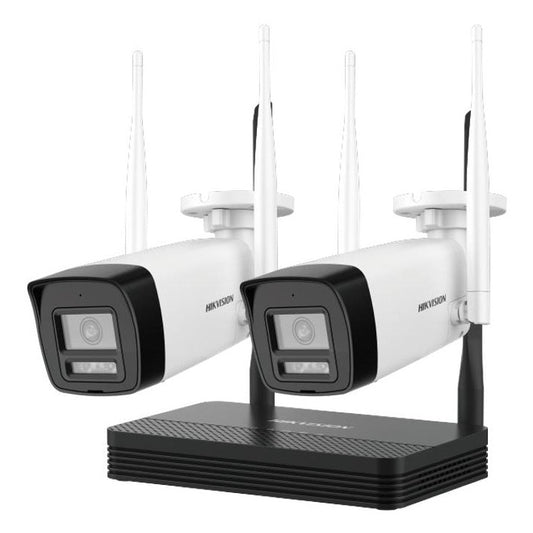 KIT IP INALÁMBRICO 2 MEGAPÍXEL, NVS WIFI 4 CANALES VIDEO, 2 CAMARAS BALA EXTERIOR