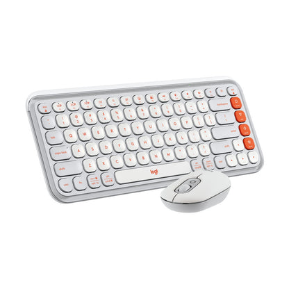 KIT LOGITECH POP 920-013055 TECLADO Y MOUSE BLUETOOTH COLOR GRIS Y NARANJA.