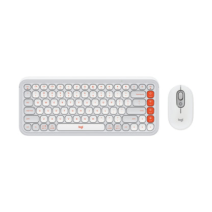 KIT LOGITECH POP 920-013055 TECLADO Y MOUSE BLUETOOTH COLOR GRIS Y NARANJA.