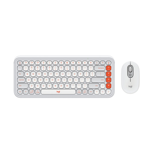 KIT LOGITECH POP 920-013055 TECLADO Y MOUSE BLUETOOTH COLOR GRIS Y NARANJA.