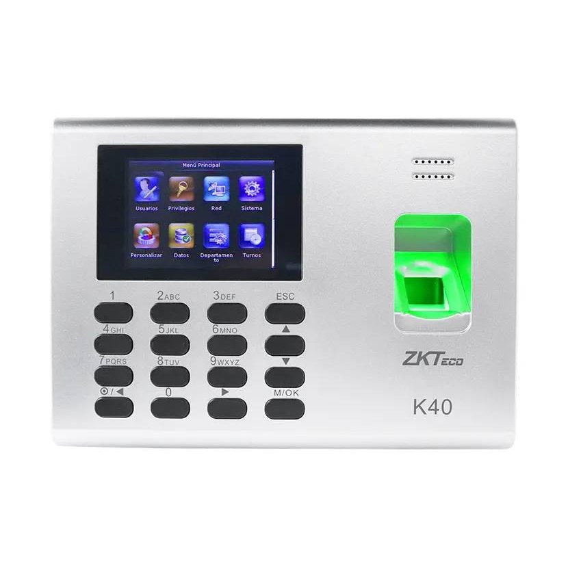 ZKTECO K40 - CONTROL DE ASISTENCIA Y ACCESO BÁSICO CON HUELLA DIGITAL BIOID (1000), CONEXIÓN TCP/IP, SSR (REPORTE EN HOJA DE CÁLCULO MEDIANTE USB)