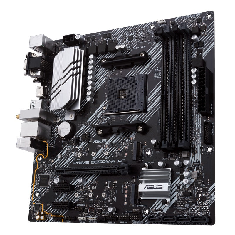 TARJETA MADRE ASUS PRIME B550M-A AC,MICRO ATX, AMD,RYZEN AM4, PCIE 4, HDMI / D-SUB / DVI, SATA 6 GBPS, USB 3.2 GEN 2, AURA SYNC.