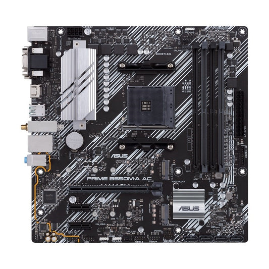 TARJETA MADRE ASUS PRIME B550M-A AC,MICRO ATX, AMD,RYZEN AM4, PCIE 4, HDMI / D-SUB / DVI, SATA 6 GBPS, USB 3.2 GEN 2, AURA SYNC.