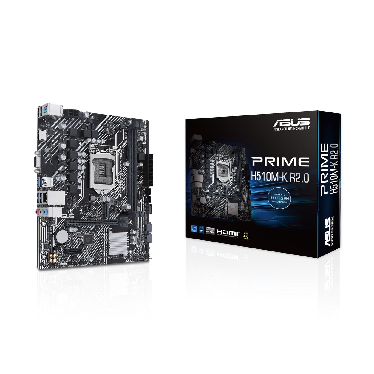 TARJETA MADRE ASUS PRIME H510M-K R2.0, MICRO ATX, SOCKET INTEL® LGA 1200,, INTEL®11A Y 10A GEN,PCIE 4.0, PUERTO M.2 DE 32 GBPS, HDMI™, VGA, USB 3.2 GEN 1 T