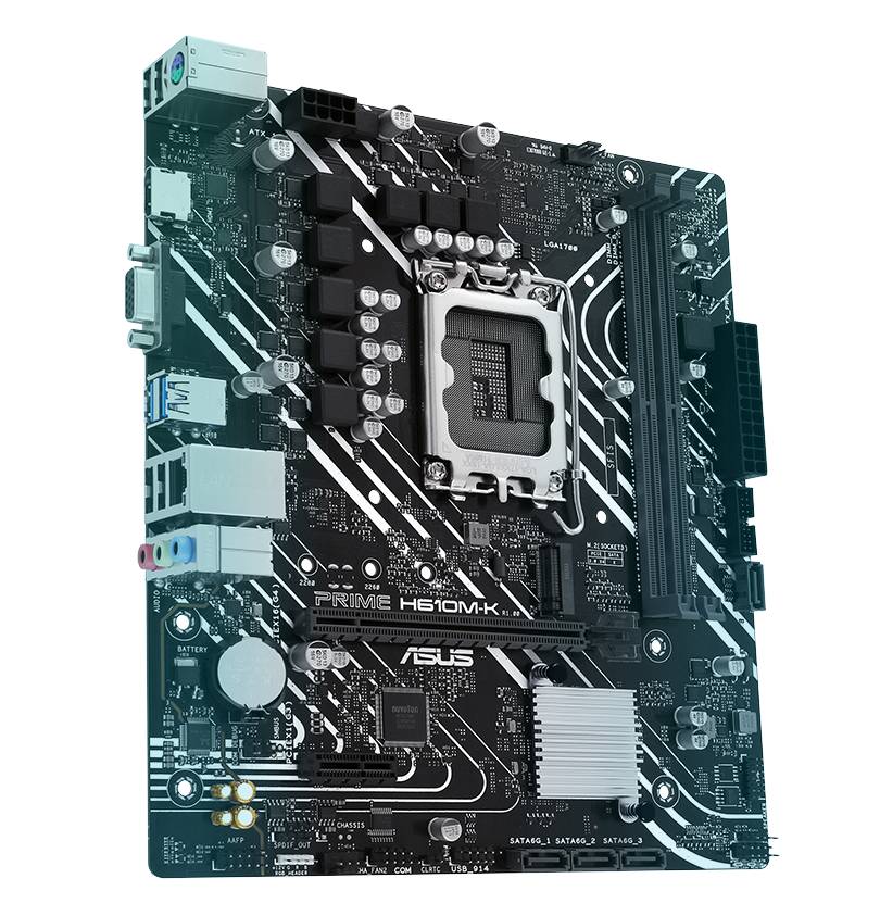 TARJETA MADRE ASUS PRIME H610M-K, DDR5, 96 GB, INTEL SOCKET LGA1700, MICRO-ATX, D-SUB Y HDMI