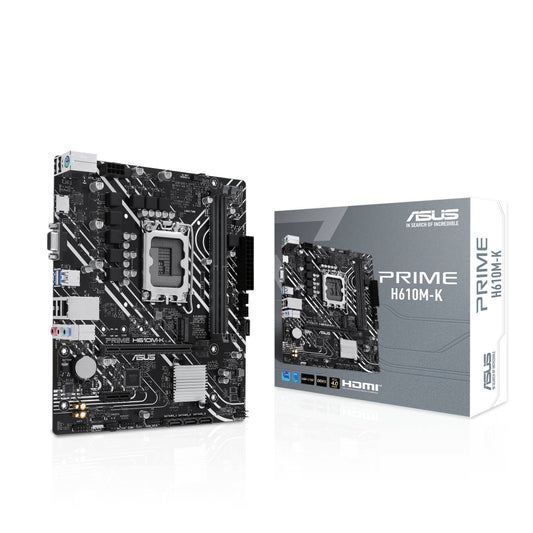 TARJETA MADRE ASUS PRIME H610M-K, DDR5, 96 GB, INTEL SOCKET LGA1700, MICRO-ATX, D-SUB Y HDMI