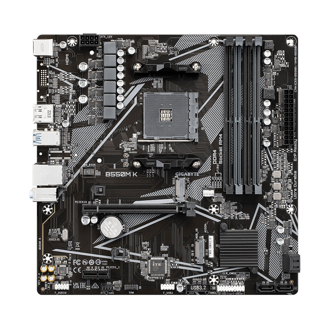 TARJETA MADRE GIGABYTE MICRO ATX B550M K, S-AM4, AMD B550, HDMI, 128GB DDR4 PARA AMD