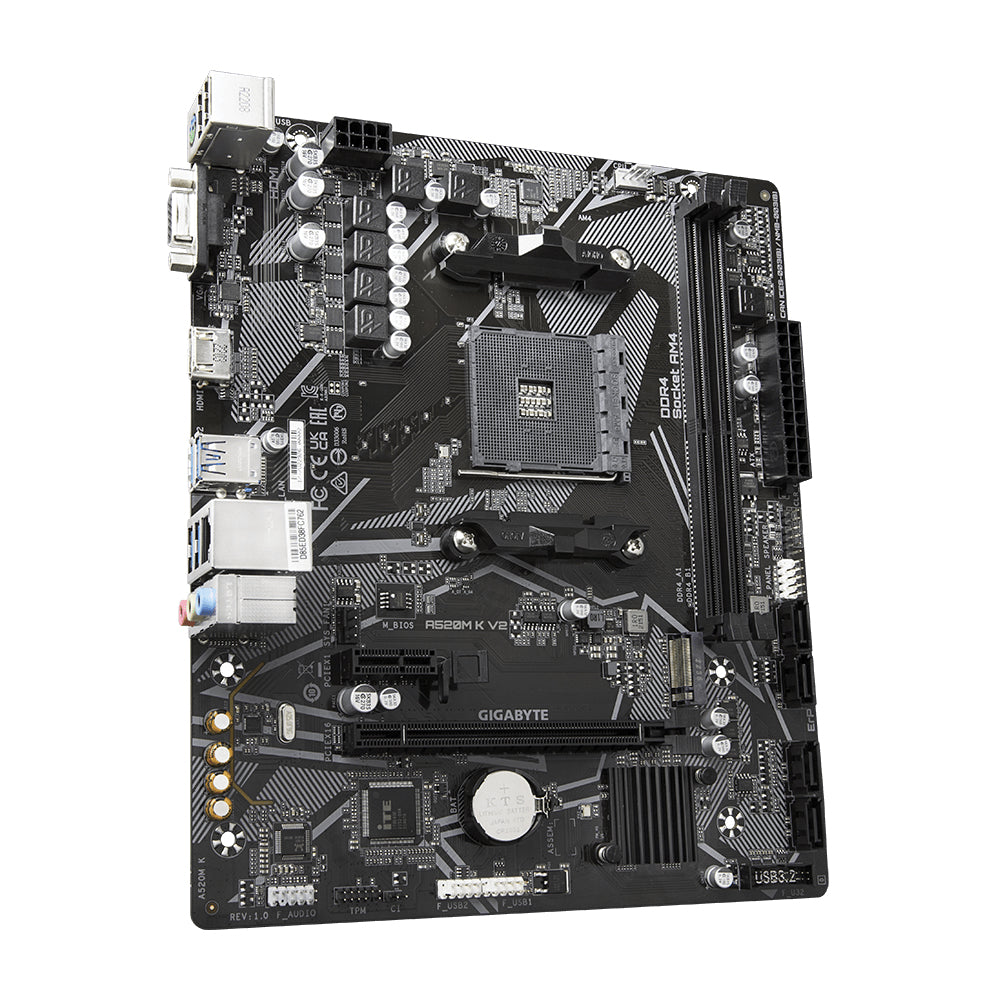 MOTHERBOARD GIGABYTE A520M K, DDR4-SDRAM, 64 GB, AMD, ZÓCALO AM4, MICRO ATX
