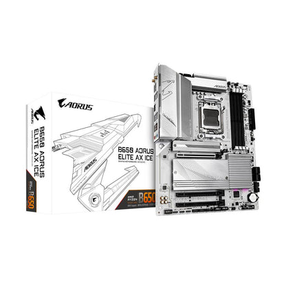 TARJETA MADRE  GIGABYTE ATX  B650 AORUS  ELITE AX ICE, SAM5, AMD B650,  HDMI, 192GB  DDR5 PARA AMD