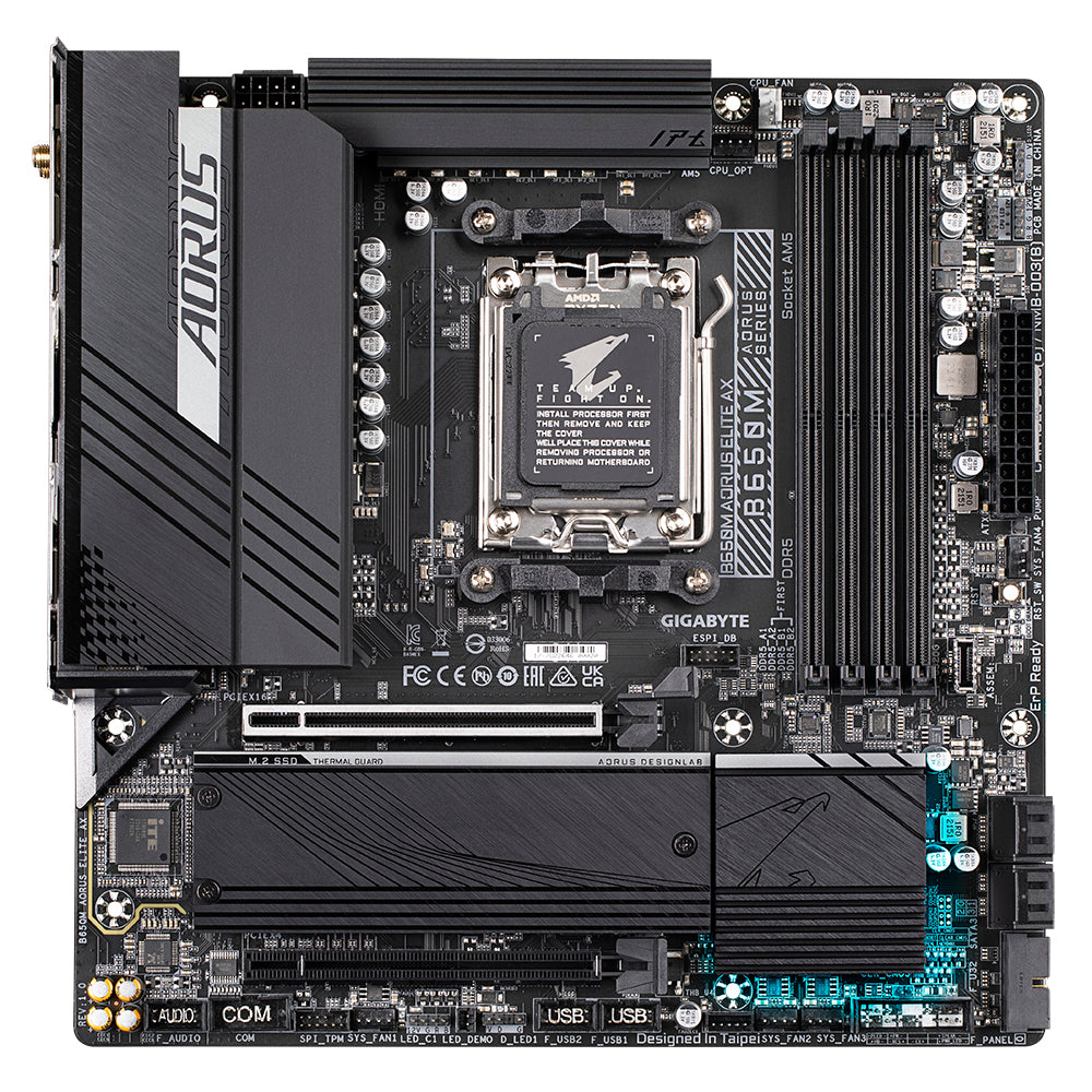 MOTHERBOARD GIGABYTE B650M AORUS ELITE AX PROCESADOR AMD SOCKET AM5, SUPPORT FOR: AMD RYZEN
