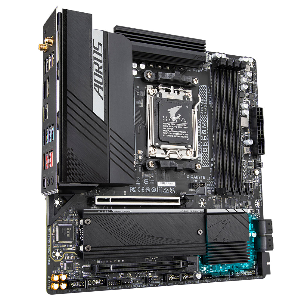 MOTHERBOARD GIGABYTE B650M AORUS ELITE AX PROCESADOR AMD SOCKET AM5, SUPPORT FOR: AMD RYZEN