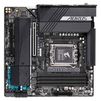 MOTHERBOARD GIGABYTE B650M AORUS ELITE AX PROCESADOR AMD SOCKET AM5, SUPPORT FOR: AMD RYZEN