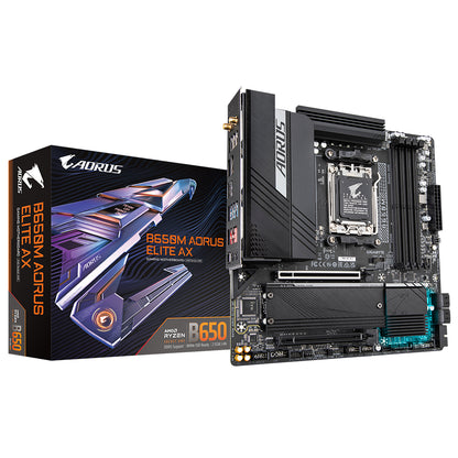 MOTHERBOARD GIGABYTE B650M AORUS ELITE AX PROCESADOR AMD SOCKET AM5, SUPPORT FOR: AMD RYZEN