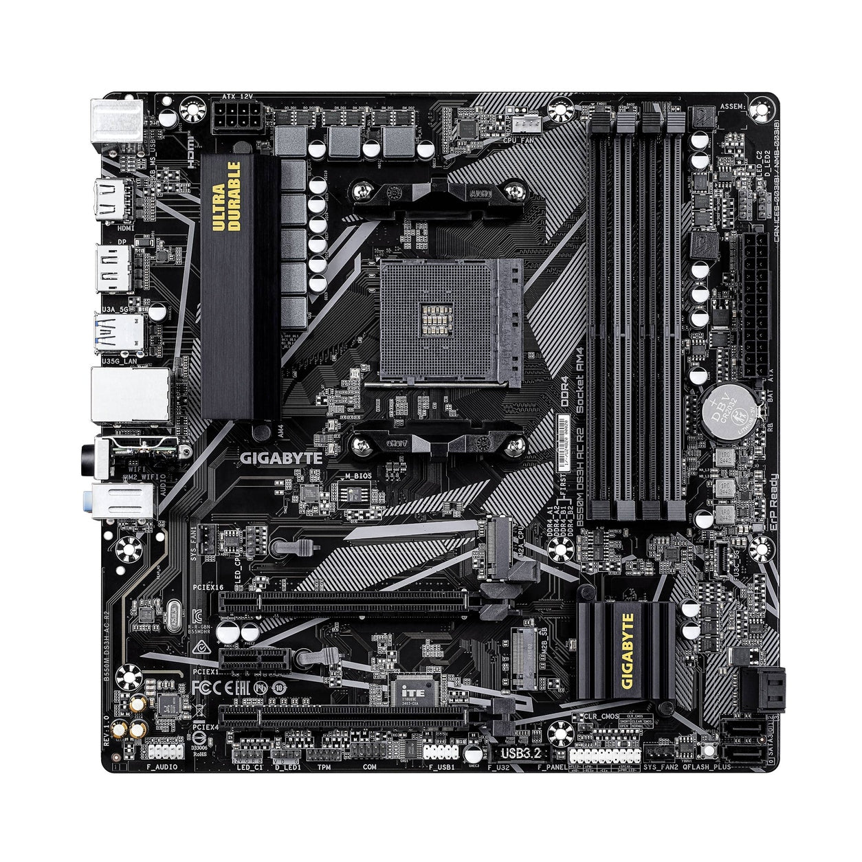 TARJETA MADRE GIGABYTE ATX B550M DS3H AC R2 DDR4, AM4, 32 GB, PARA AMD