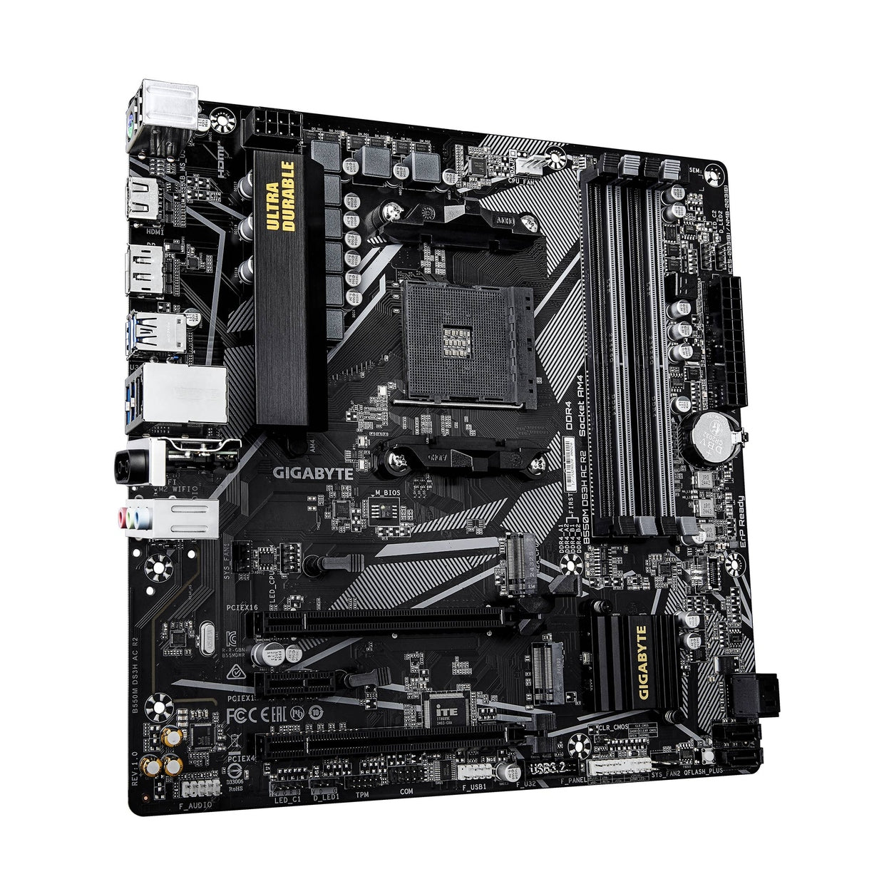 TARJETA MADRE GIGABYTE ATX B550M DS3H AC R2 DDR4, AM4, 32 GB, PARA AMD