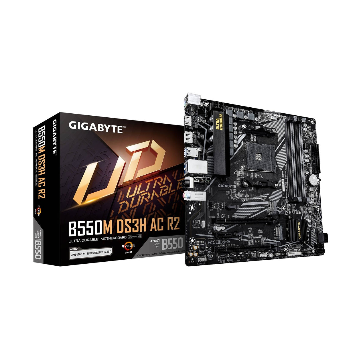 TARJETA MADRE GIGABYTE ATX B550M DS3H AC R2 DDR4, AM4, 32 GB, PARA AMD