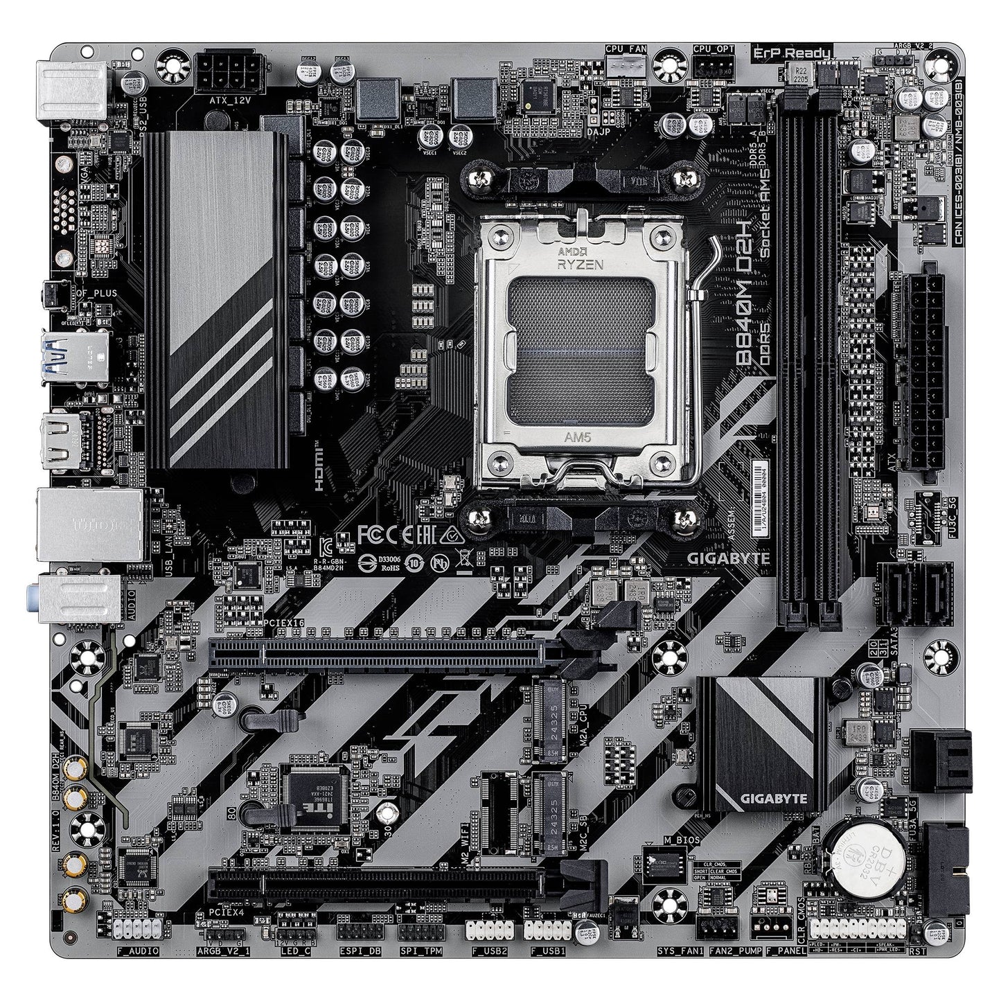 TARJETA MADRE GIGABYTE ATX GIGABYTE B840M D2H DDR5, AM5, 64 GB, PARA AMD