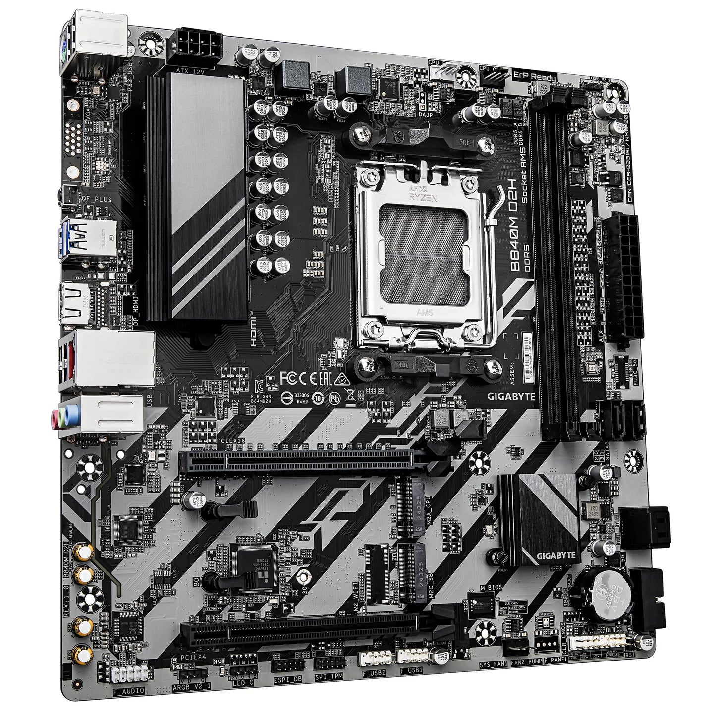 TARJETA MADRE GIGABYTE ATX GIGABYTE B840M D2H DDR5, AM5, 64 GB, PARA AMD