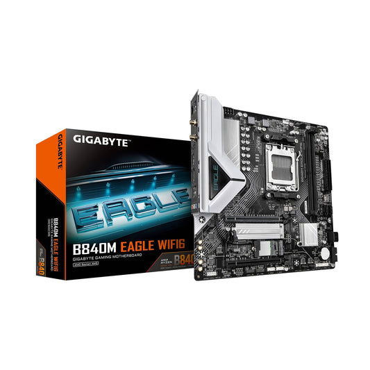 TARJETA MADRE GIGABYTE MICRO ATX, B840M EAGLE WIFI6, DDR5, AM5, 128 GB, PARA AMD