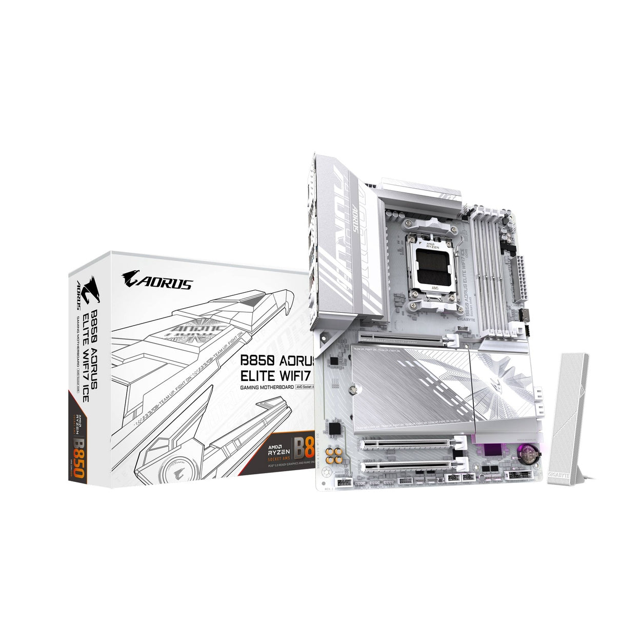 TARJETA MADRE GIGABYTE ATX B850 A ELITE WF7 ICE, DDR5, AM5, 256 GB, PARA AMD