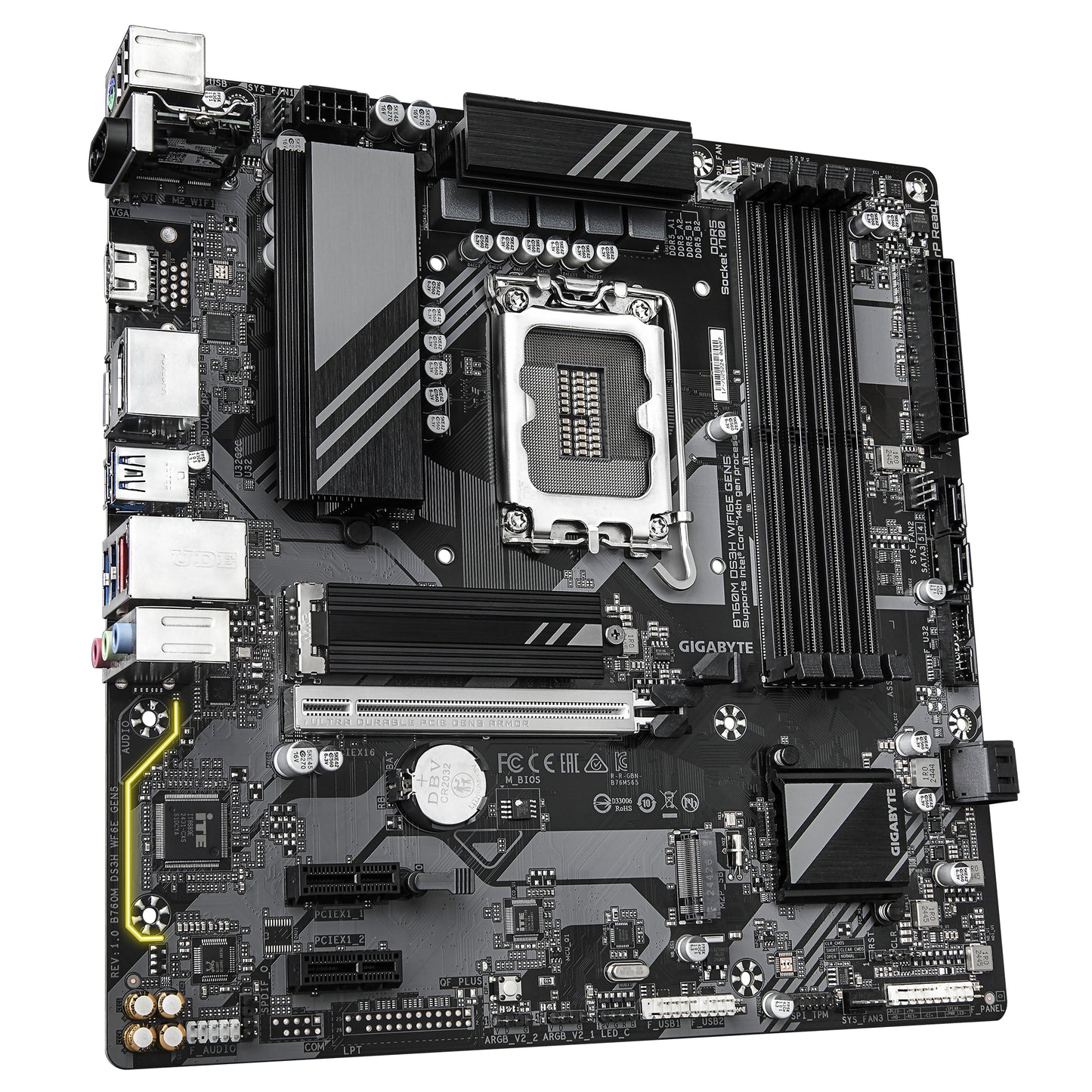 TARJETA MADRE GIGABYTE MICRO ATX B760M DS3H WF6E GEN5, DDR5, S-1700, 256 GB, PARA INTEL