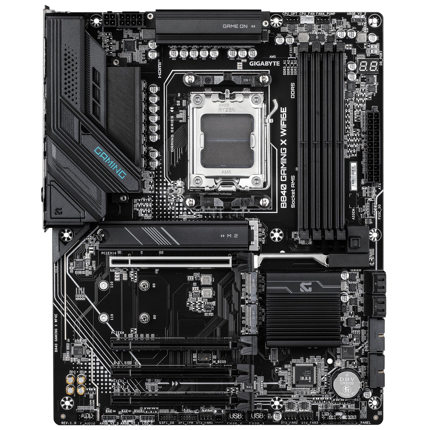TARJETA MADRE GIGABYTE ATX B840 GAMING X WF6E, DDR5, AM5, 256 GB, PARA AMD