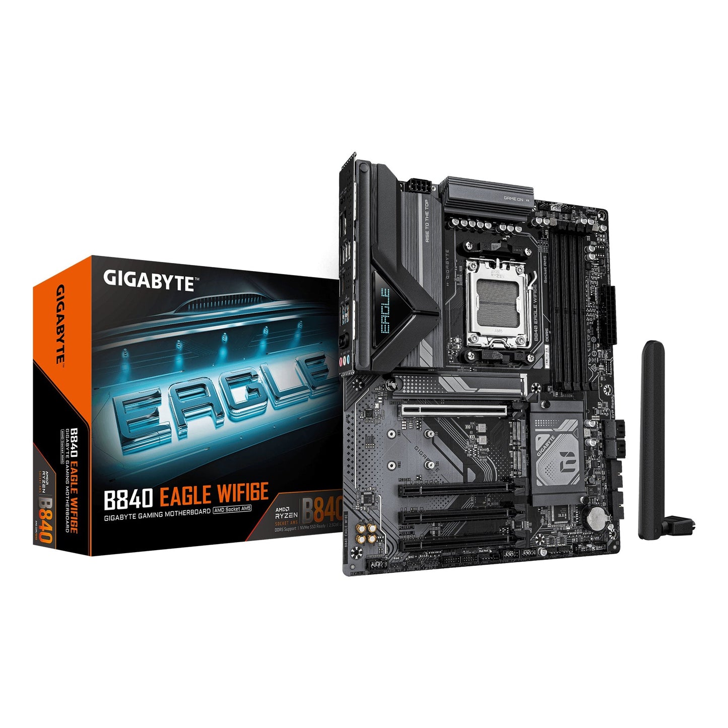 TARJETA MADRE GIGABYTE ATX B840 EAGLE WF6E, DDR5, AM5, 256 GB, PARA AMD